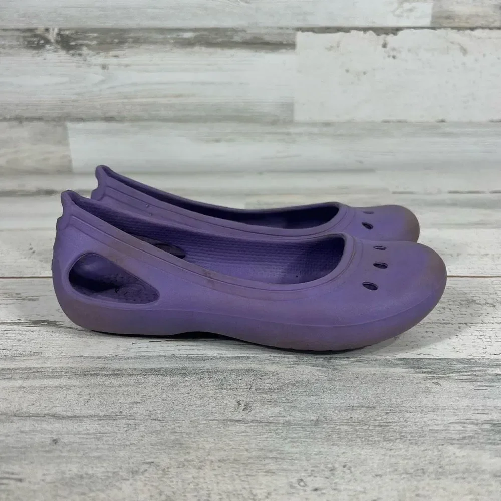 Crocs Junior Girls Kadee Ballet‎ Flats Purple Comfort Shoes Lightweight Size J1